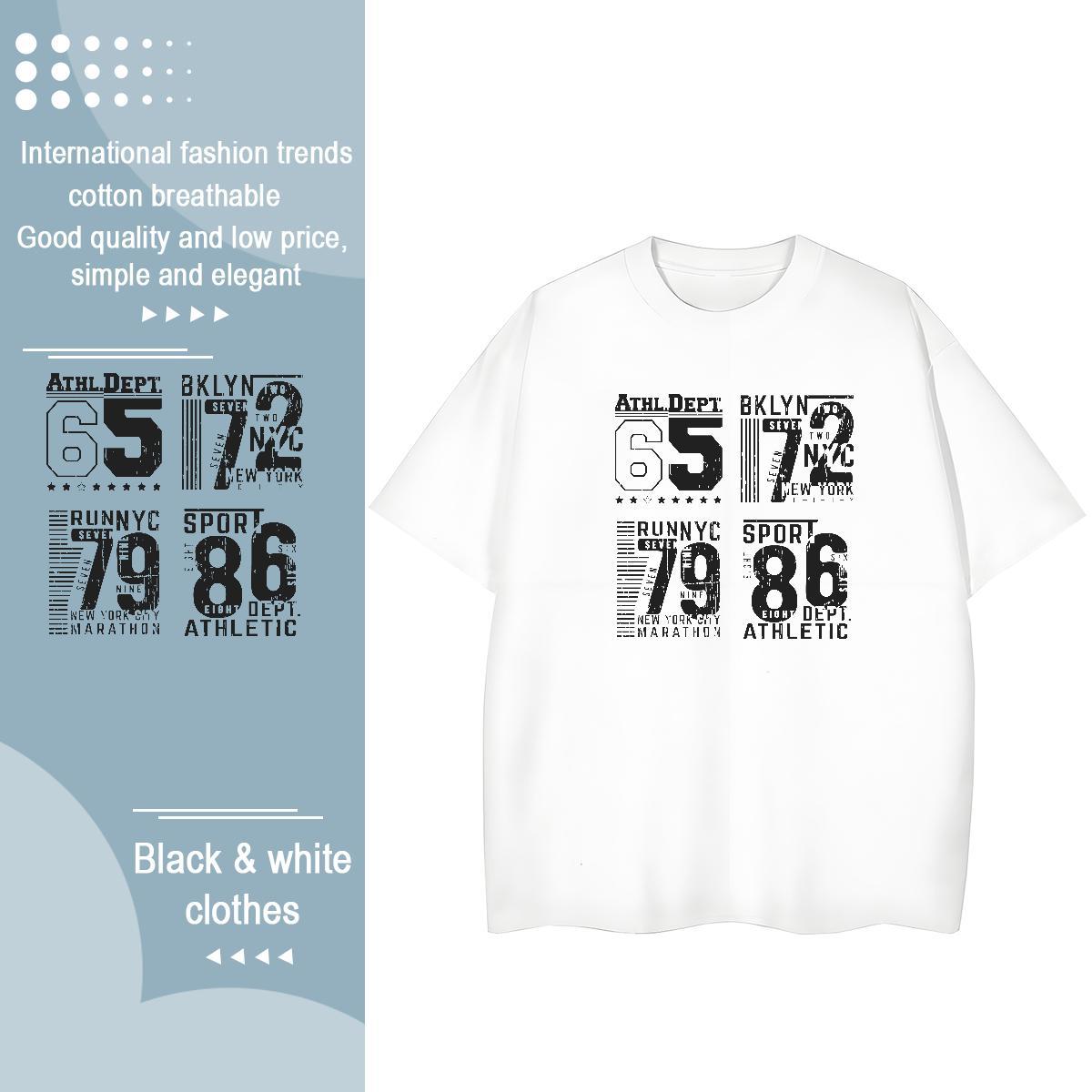 Loose fit Woman Tshirt 230g Pure Cotton letter Casual Daily Wear T-Shirts for Women Short Sleeve O-Neck Anime Print Clothings