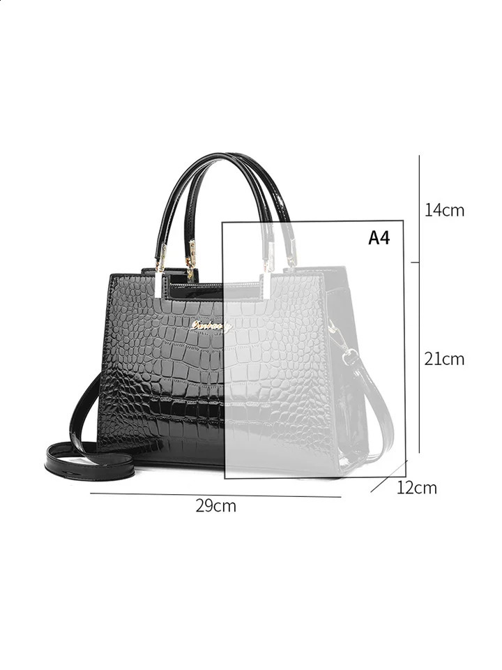 Tote 2024 fashion tote bag women one shoulder crossbody alligator pattern woman 240821