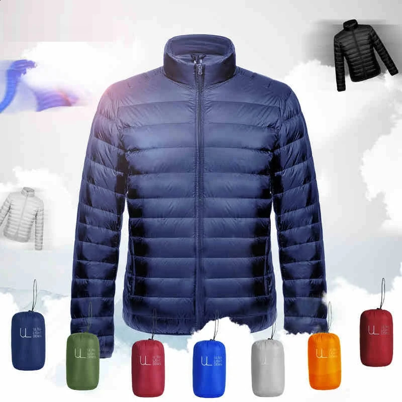 Mens lightweight waterproof packaging inflatable jacket autumn and winter item mens casual standard 240822