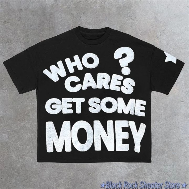 Harajuku Chasing Money Print Graphic T Shirts Oversized Pro Choice Gothic Y2k Tops Grunge Goth Tracksuit Ootdstyle Streetwear 240821