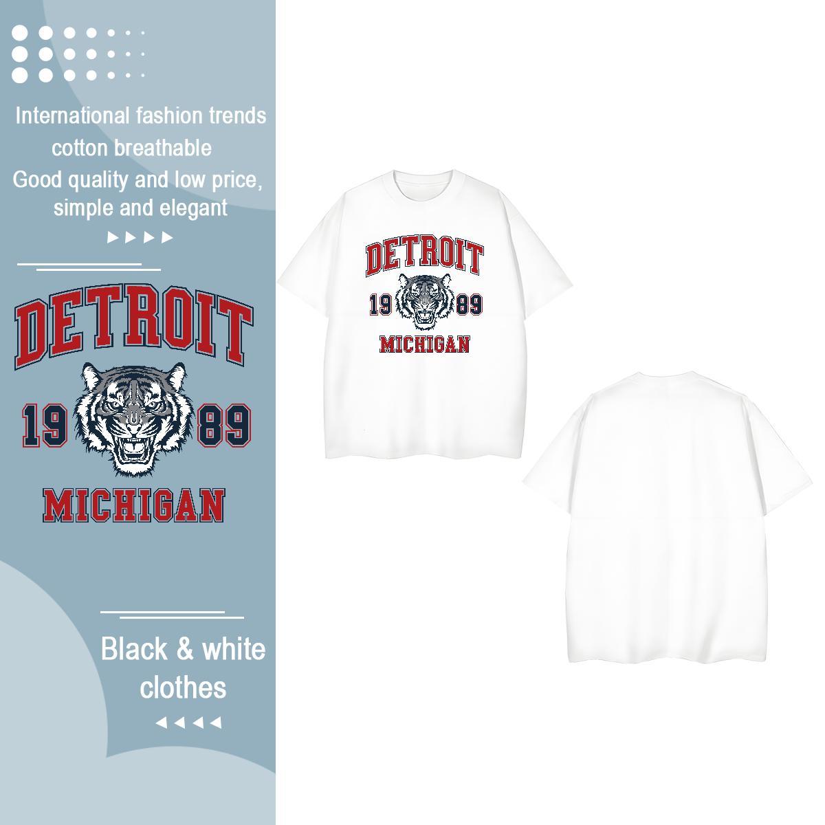 New T-Shirts Breathable Crew Neck 230g Cotton Couples T Shirts Cartoon Anime tiger Hip Hop Loose Clothes