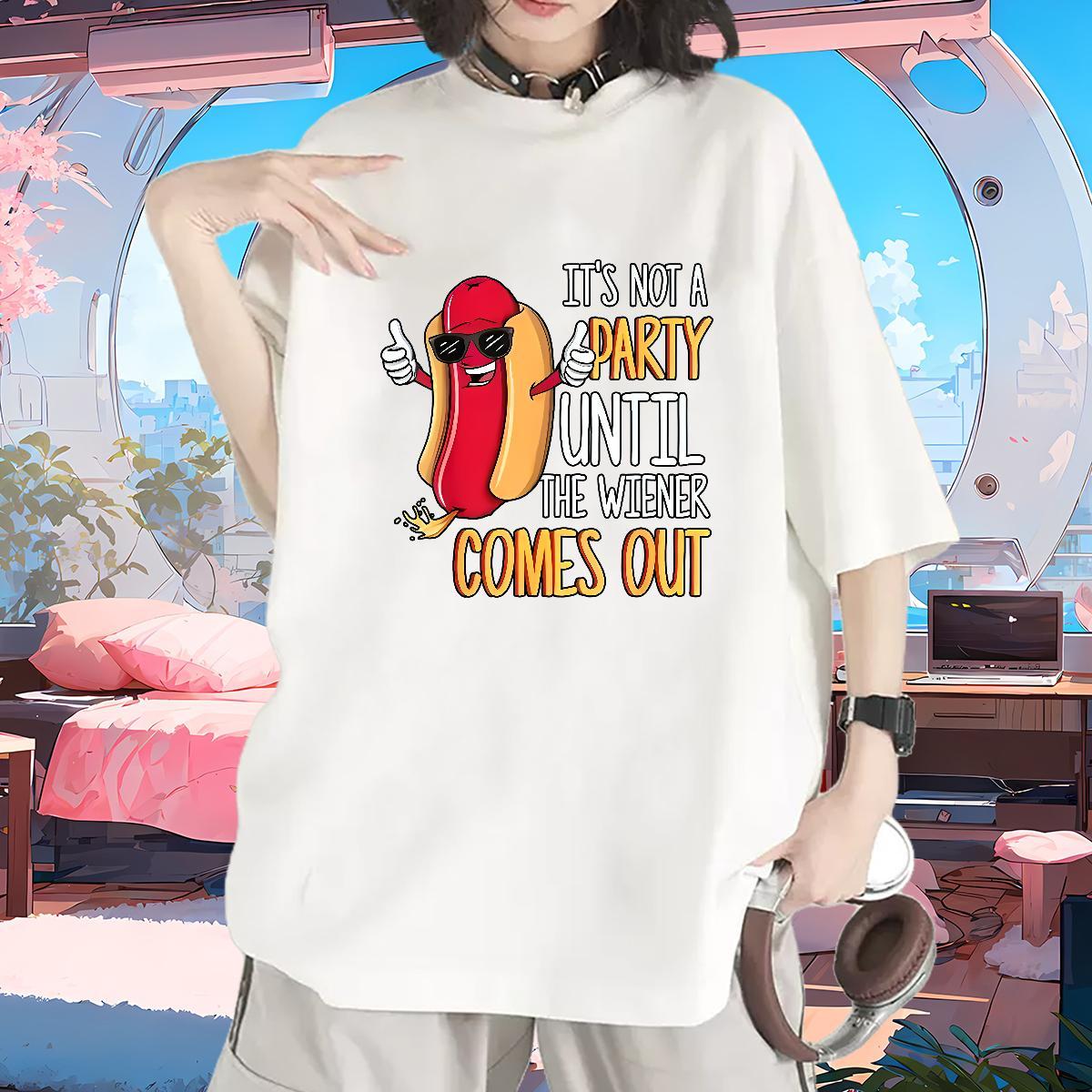Unisex Womens Tshirts 230g Cotton hot dog Outdoor T-Shirts for Women Breathable Short Sleeve DIY Logo Polos