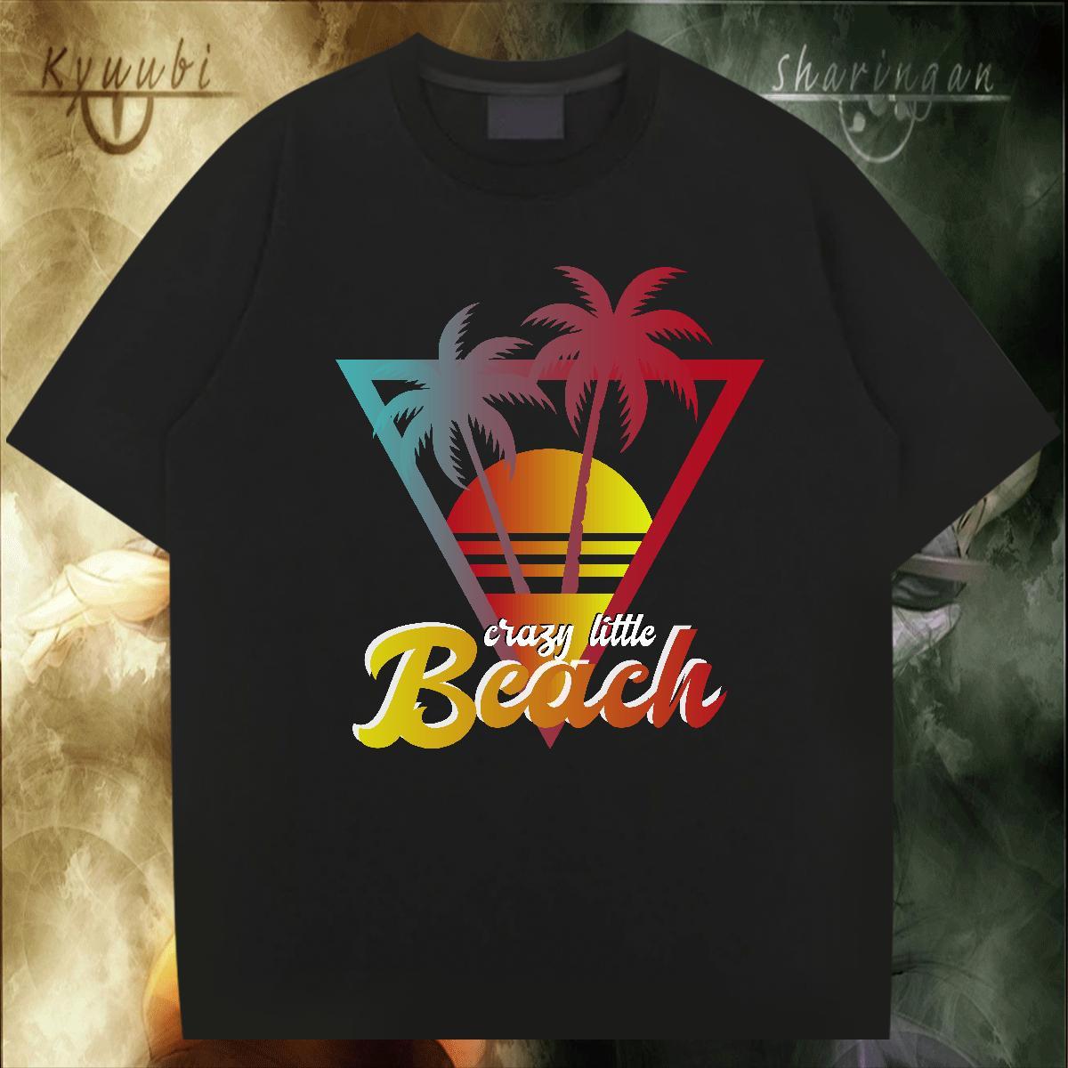 Free Shipping Men Tees Sports Casual 100% Cotton 230g Anime Print Short Sleeve O-Neck beach T-Shirts Classic Tops Shirt