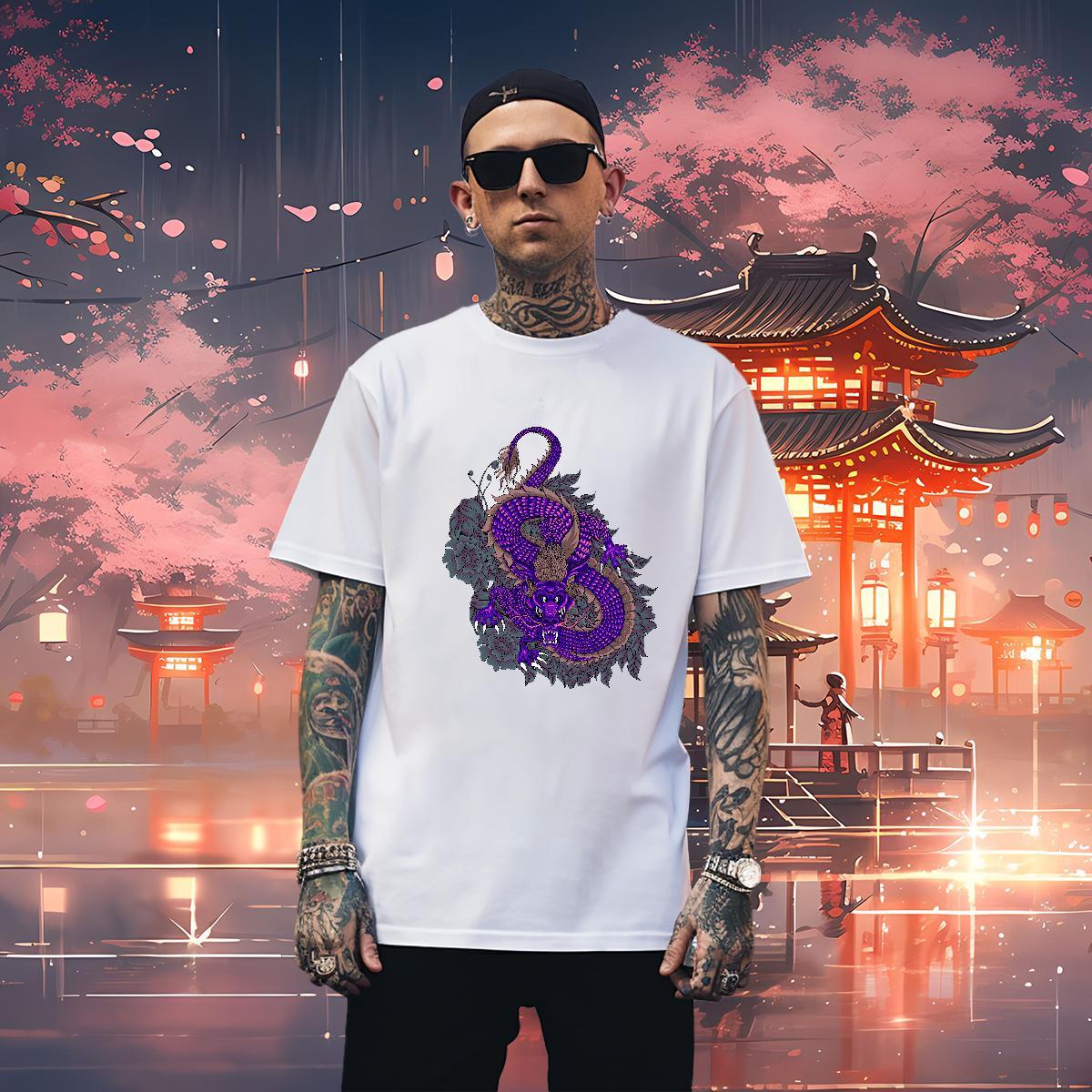 Wholesale dragon T-Shirts Casual Daily Wear Men Tees 230g Pure Cotton New Arrival O Neck Short Sleeves Anime Top Tees