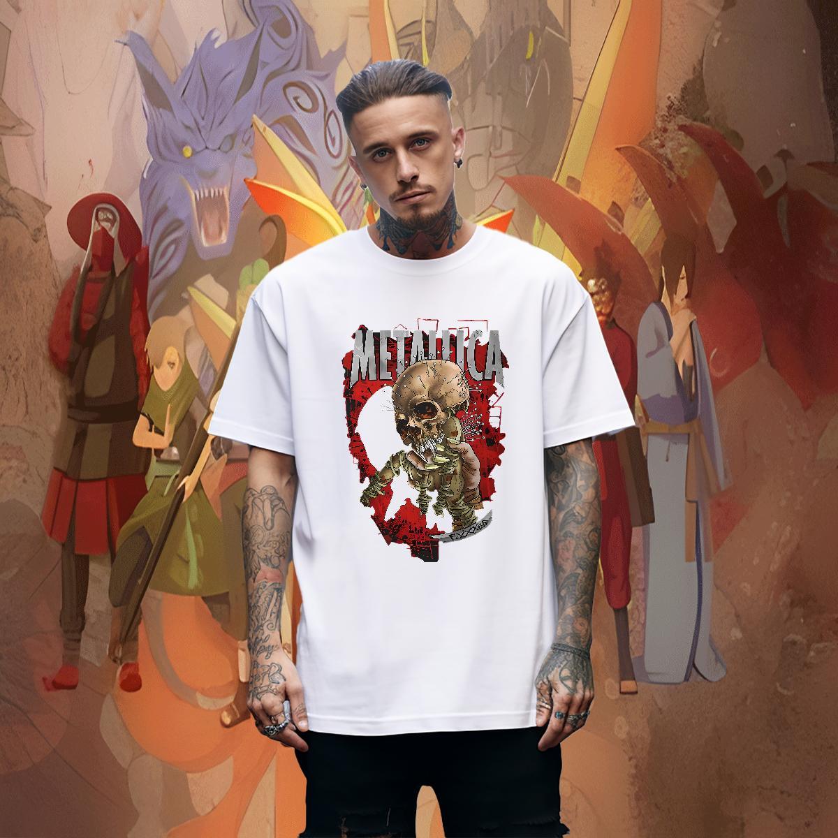 Free Shipping Casual Beach Tshirts skull Crew Neck Breathable 100% Cotton 230g Mens T Shirts Brand White Plus Size Tee Shirt