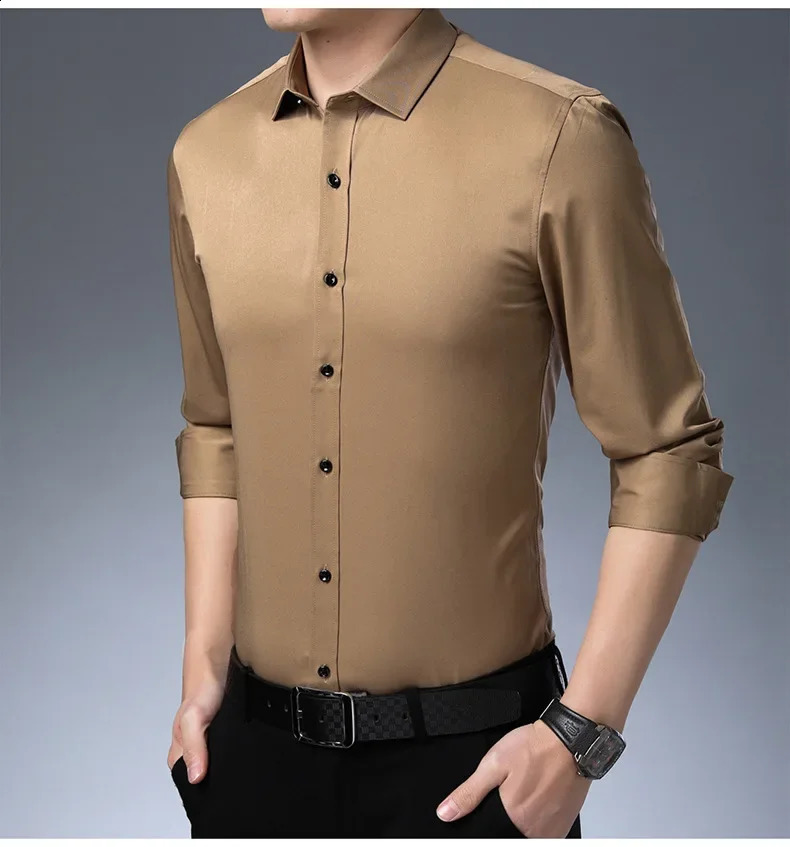 slim men;long sleeve shirt business shirt solid color men; Korean casual men;s high sense.collared shirtmens winter shirts 240822
