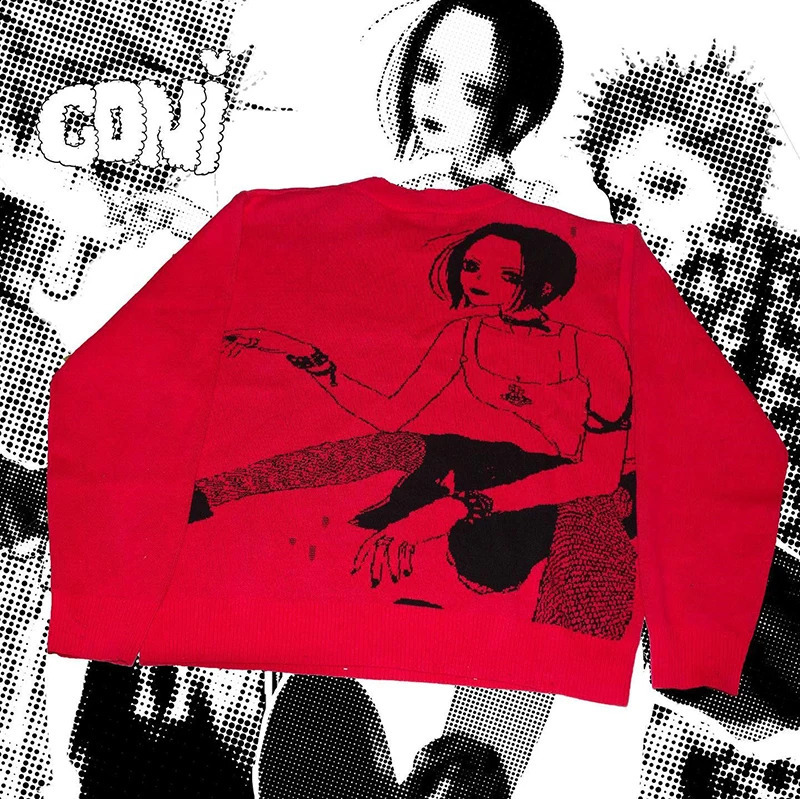 Y2K Pullovers Aesthetic Thick Womens Pullover Round Neck Knitted Sweater Anime Winter Casual Top Oversized Sweater Loose 240821