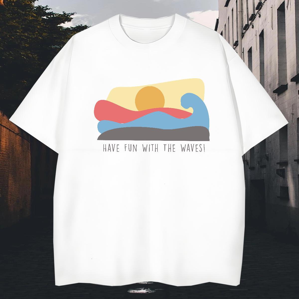 Classic Men Tees Summer Casual 100% Cotton 230g Cartoon Printing L-4XL O-Neck Short Sleeve beach T shirt 2024 DIY Polos