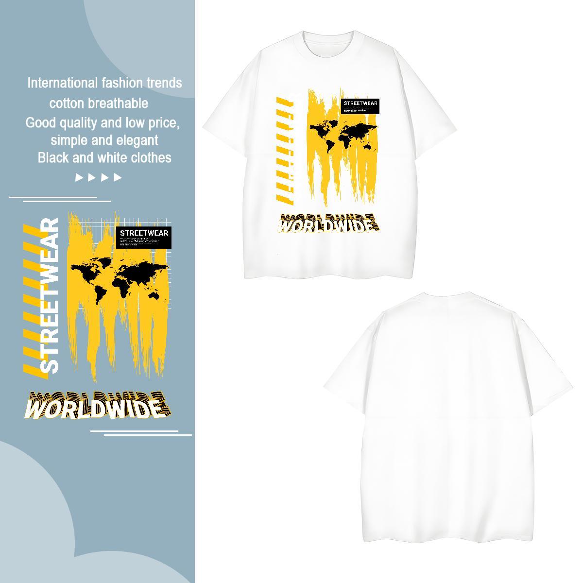 TOP Quality worldwide T-Shirts Street wear Hip Hop Men Tshirts 230g 100% Cotton 2024 New O-Neck Short Sleeve Cartoon Printing L-4XL Tee Shirt