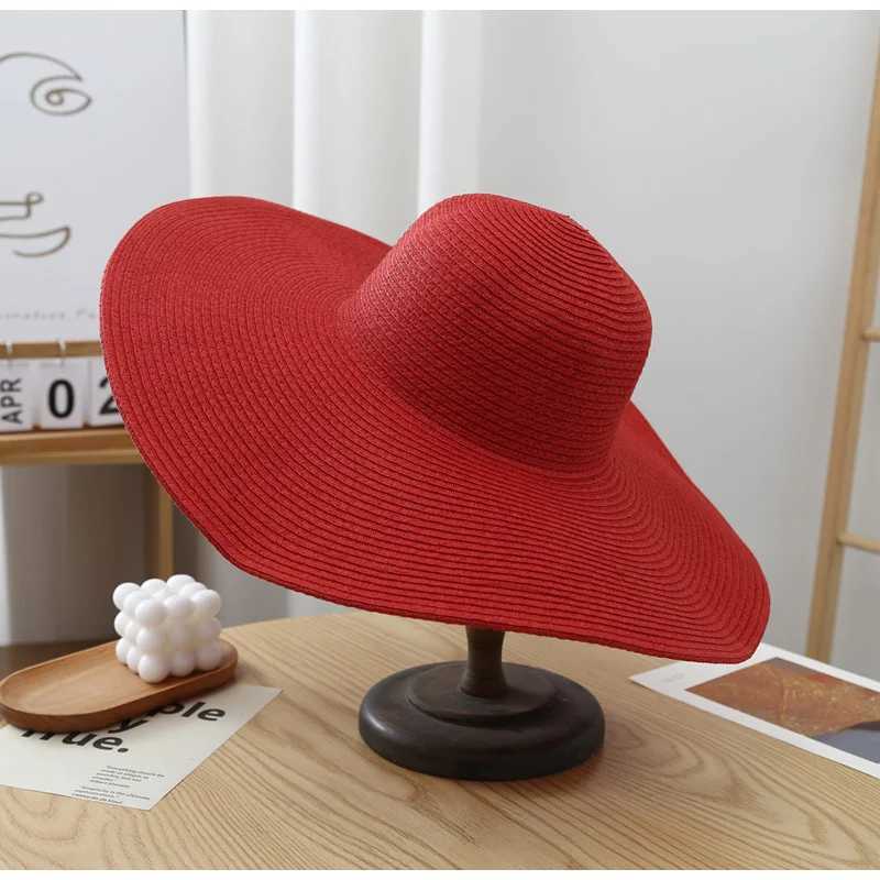 Big Brim Sun Protection Unisex Beach Hat Sunshade Womens Summer Outdoor Folding Straw Hat Jazz Hat Panama Hat Foldable Straw Hat W240821