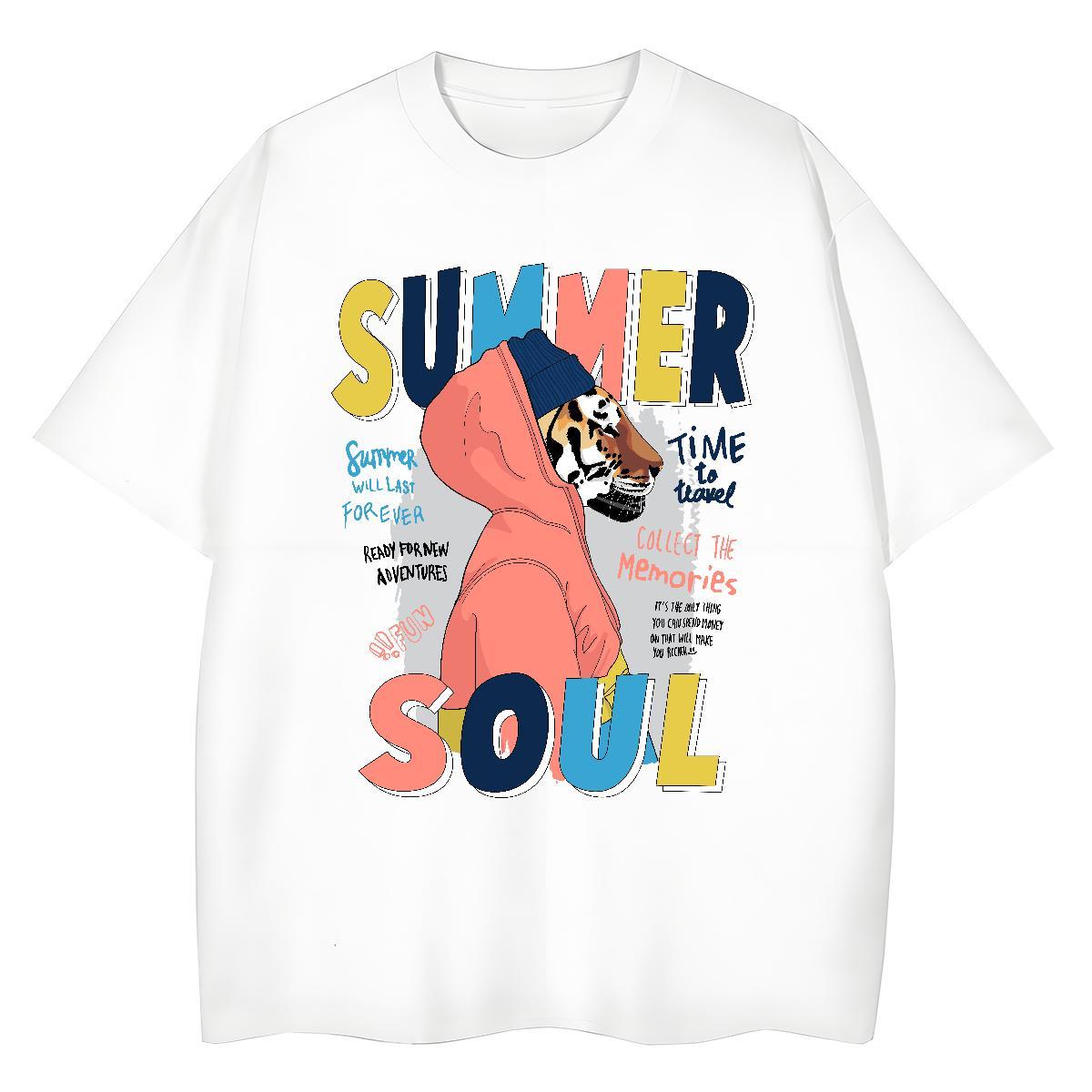 2024 DIY T-Shirts for Women Breathable 230g Cotton Women Tees Black White tiger Sports Casual Lady Clothes Shirt