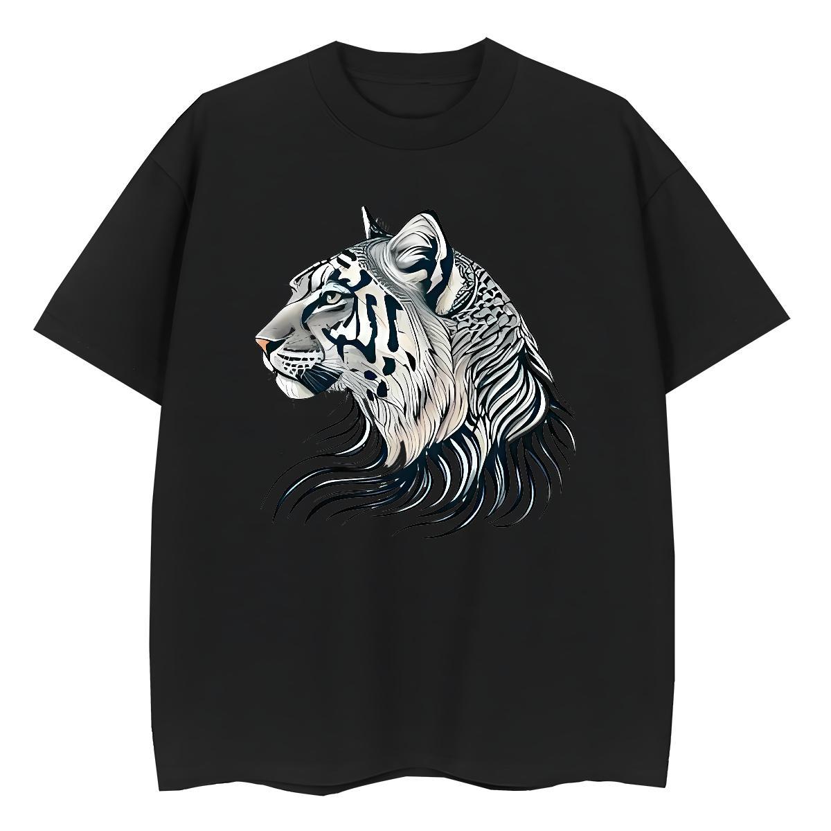 DIY Women T Shirts Short Sleeve O-Neck 100% Cotton 230g Women Tees Oversized tiger Beach Lady Top Shirts