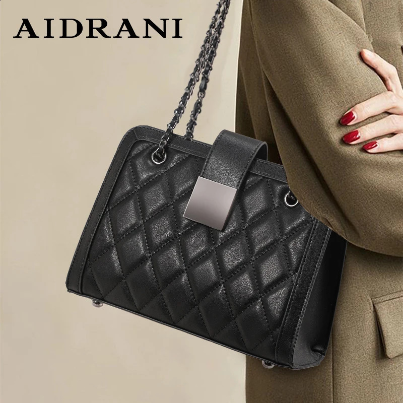 Aidrani leather bag womens shoulder cowhide square fashion cross body diamond mesh design 240821
