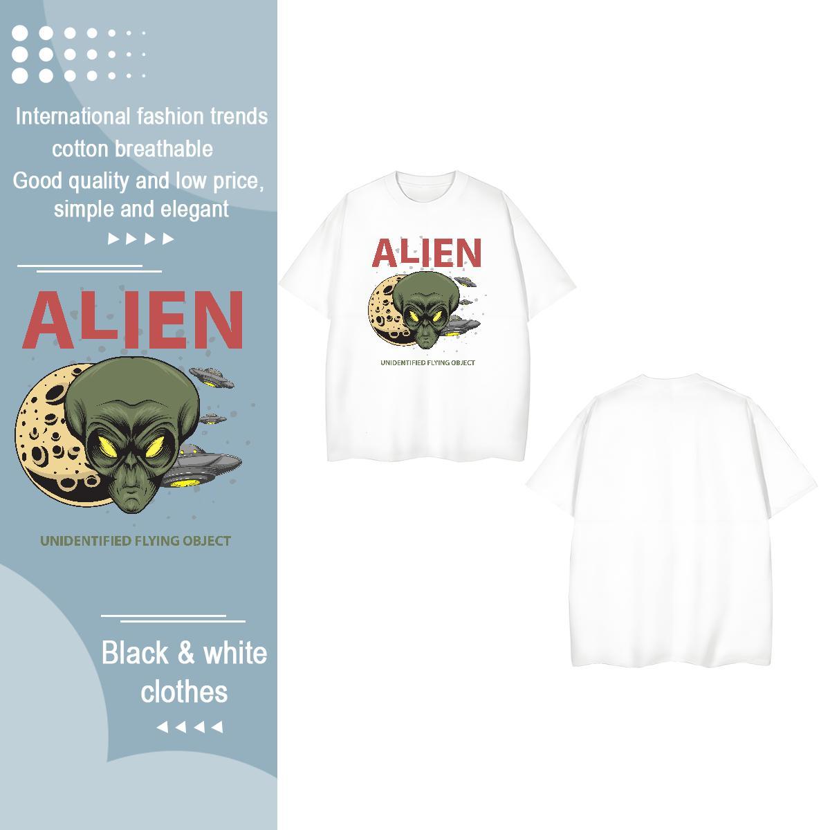 Casual New T-Shirts for Women Short Sleeve O-Neck 100% Cotton 230g Womens Tshirts Custom Cartoon ET Street Female Tees Shirts