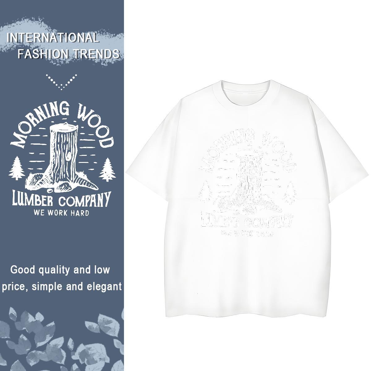 Fashion New T shirt Crew Neck Breathable 100% Cotton 230g Couples T Shirts Cartoon Print tree Casual Daily Wear Brand Tee Shirt