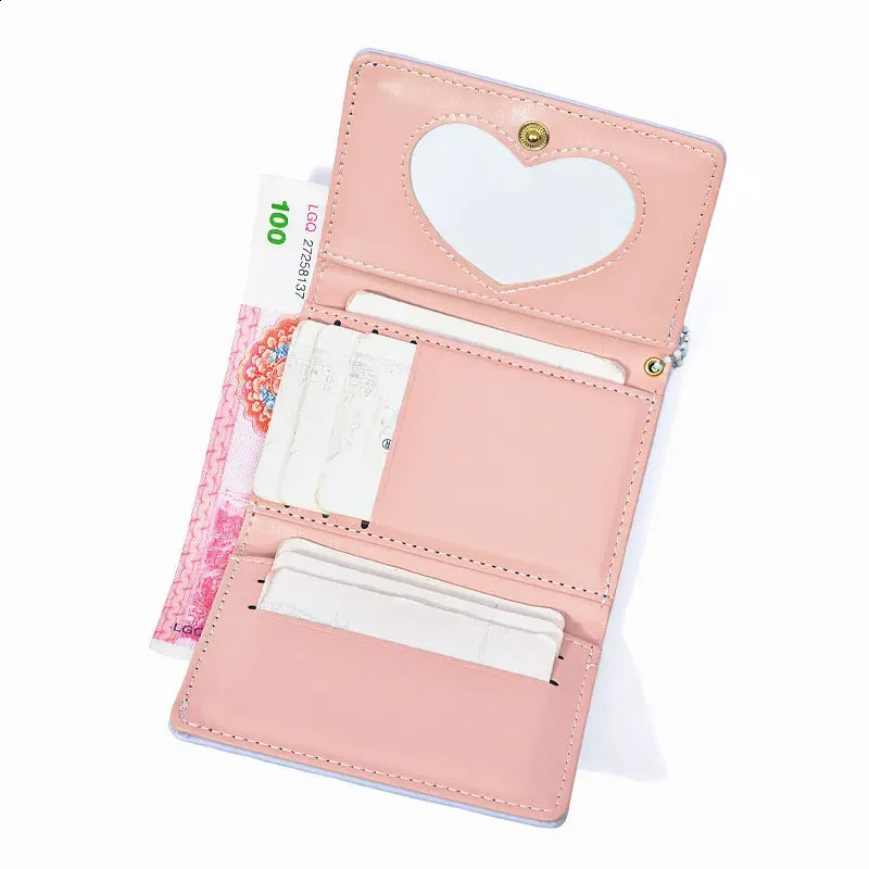 Women Short Cute Wallet Foaming Printing Rabbit Coin Purse Hairy Ball Pendant Three Fold Card Holder Girl Cartoon Clutch 240821