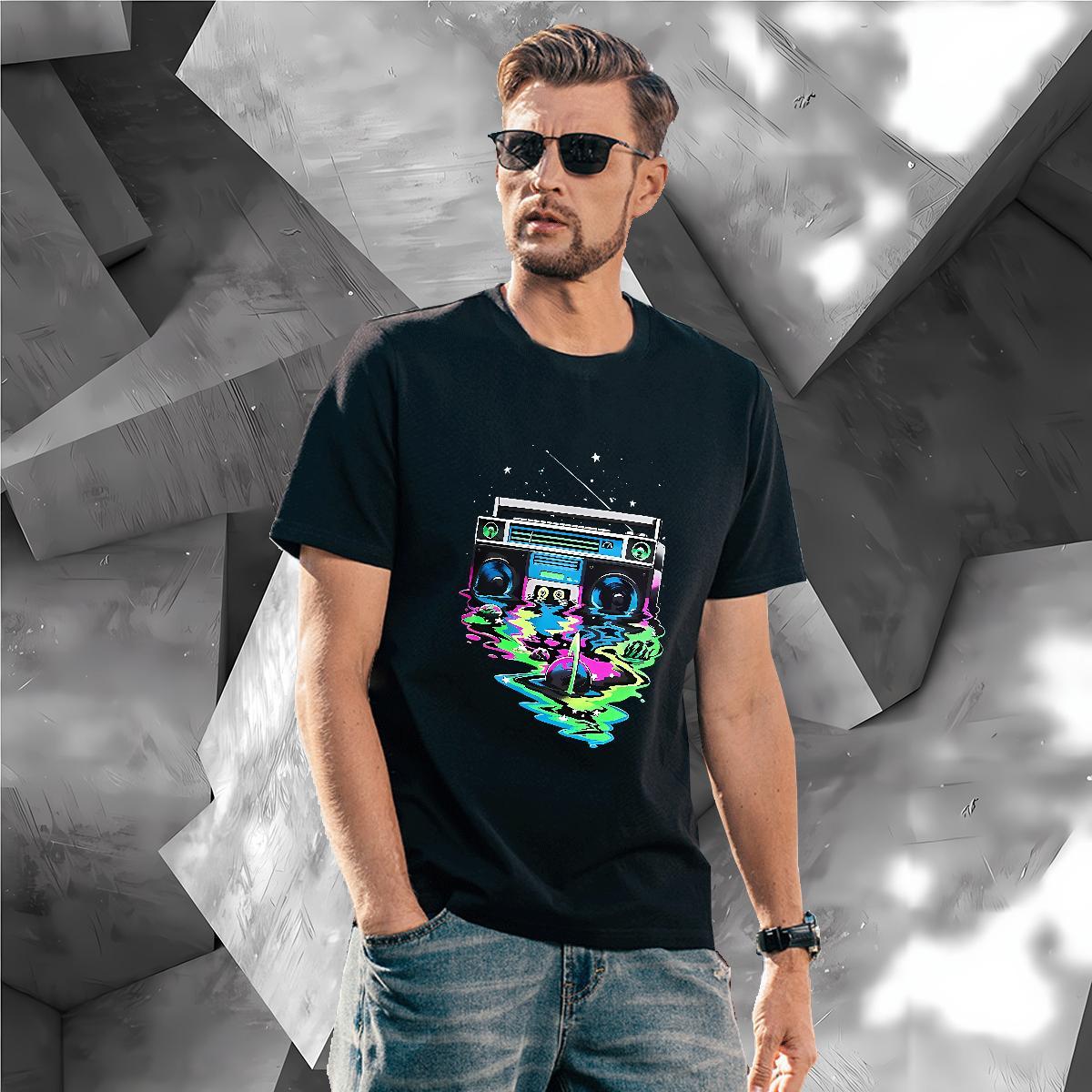 Loose Fit radio Mens T Shirts Street Men Tshirts 100% Cotton 230g Stylist Breathable Soft Skull Tops