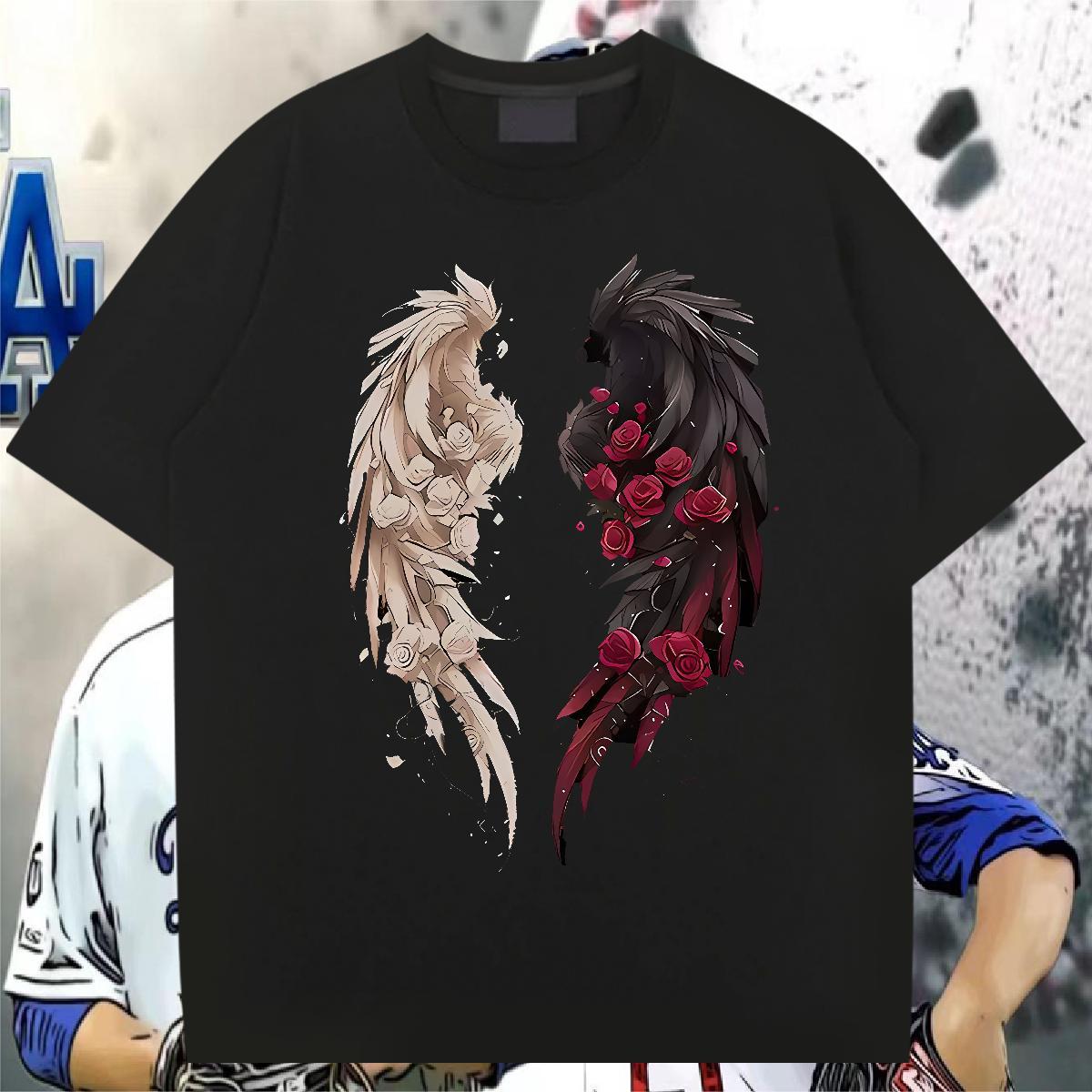 2024 DIY Men Tops Tees 230g Cotton Street wing Breathable Crew Neck Mens T Shirts TOP Quality Anime Clothes