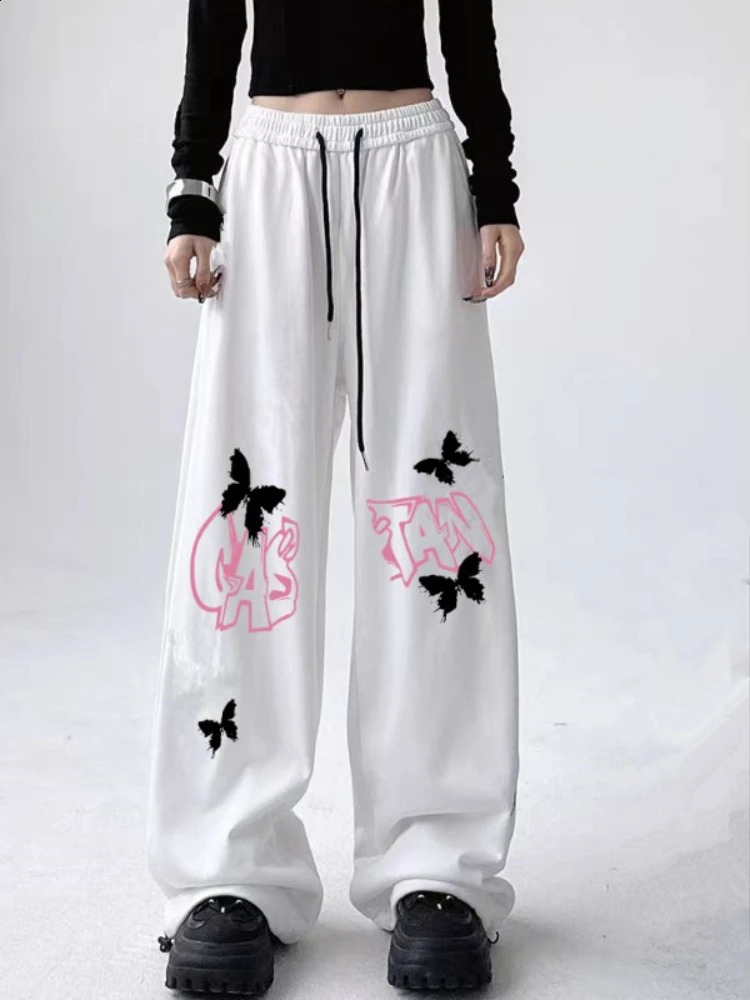 HOUZHOU High Street Joggers Baggy Pants Hip Hop Sweatpants Black Bufferfly Print Y2k Trousers Loose Casual Korean Fashion 240821