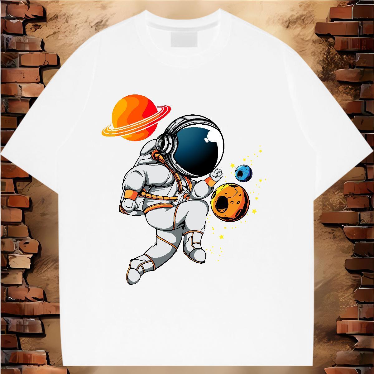 High quality Tshirt for Man Woman 230g Cotton cosmonaut Sports Casual T shirt Breathable Short Sleeve DIY Anime Tops