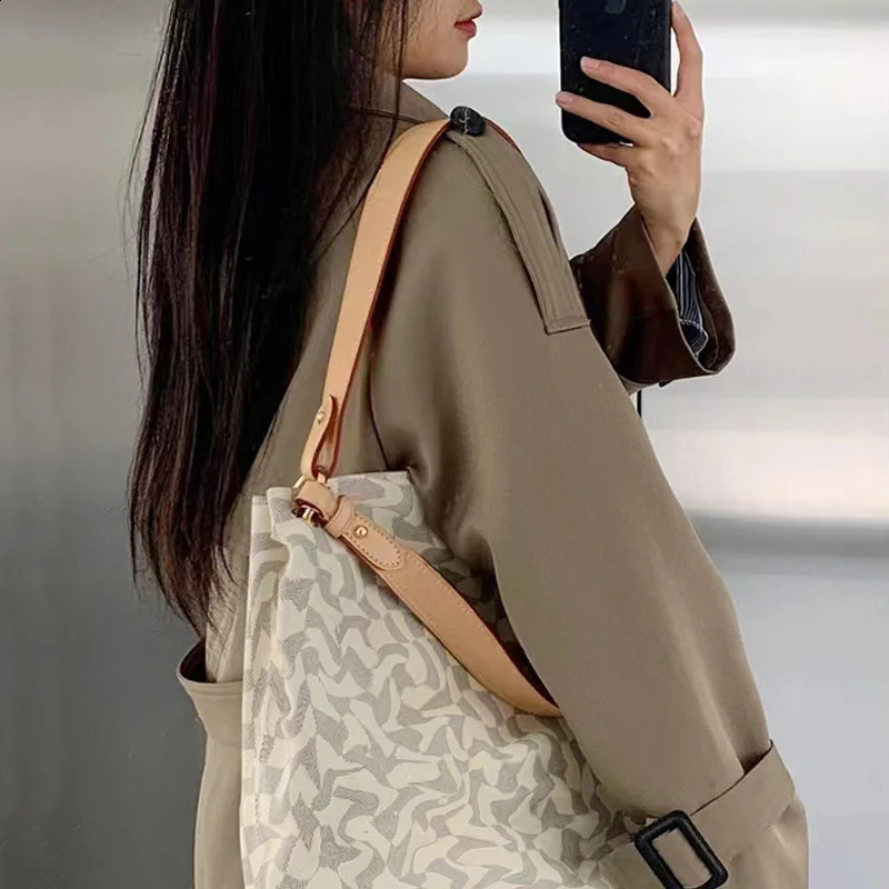 60CM Shoulder Bag Strap Handbag Handle Strap Replacement Vachetta Leather Beeswax Shoulder Straps Bag Parts Accessories 240821