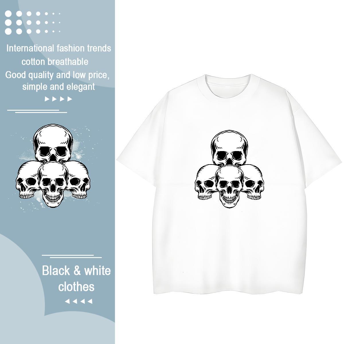 Factory Direct T-Shirts 100% Cotton 230g Round Neck Short Sleeve Summer Casual skull Tshirt for Man Woman Designer Custom Printing Wear