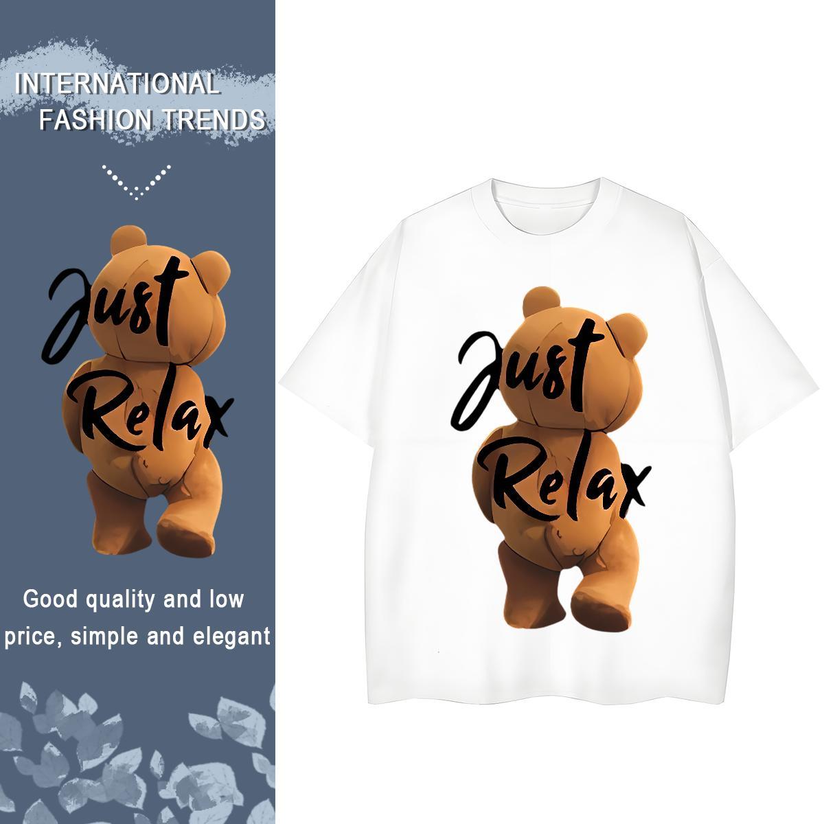 New Arrival Women T Shirts Breathable 100% Cotton 230g Tshirt for Man Woman DIY Anime bear Hip Hop Street Lady Top Shirts