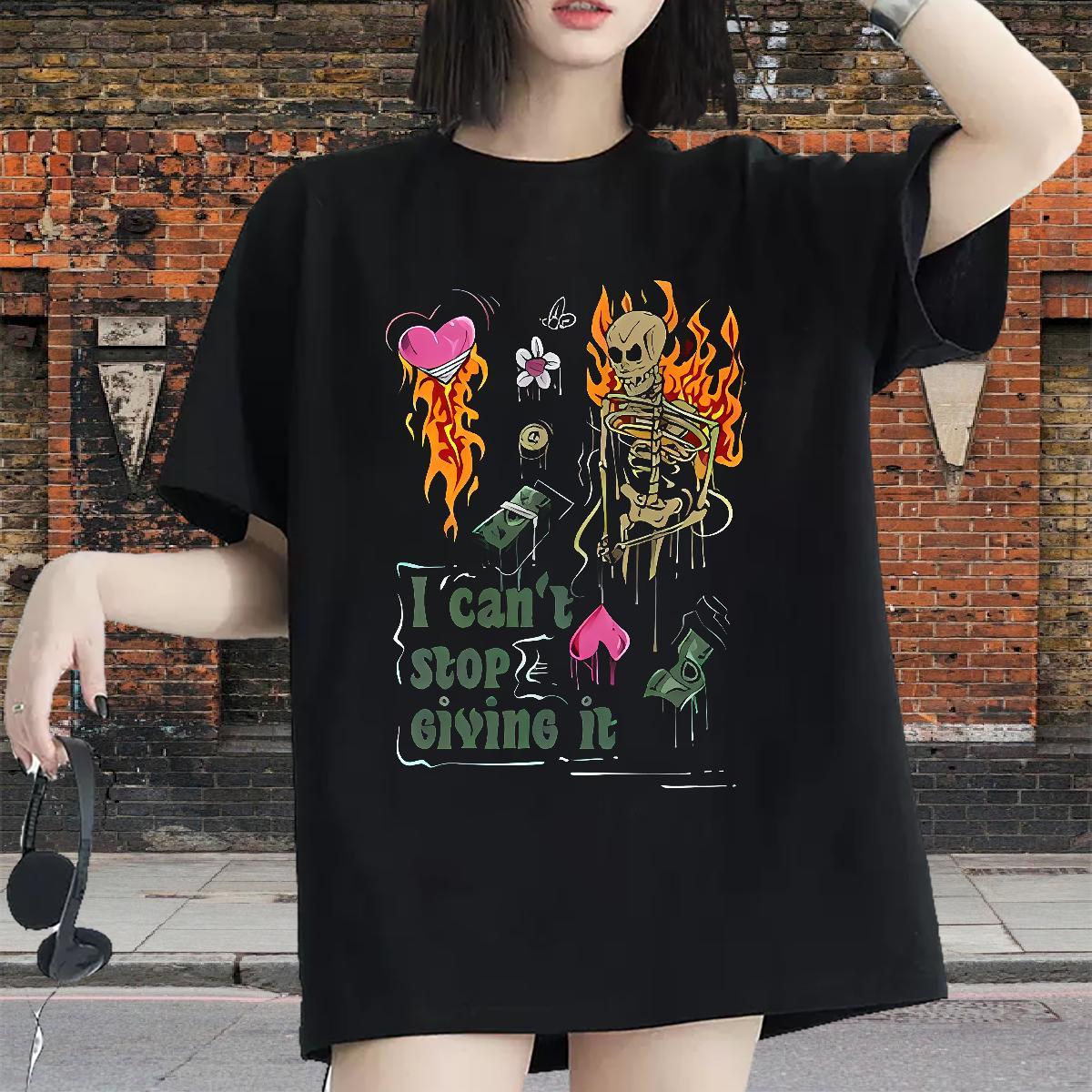 2024 Woman T Shirts 230g 100% Cotton Breathable Crew Neck Street money Woman Tshirt Soft Plus Size Custom Clothings