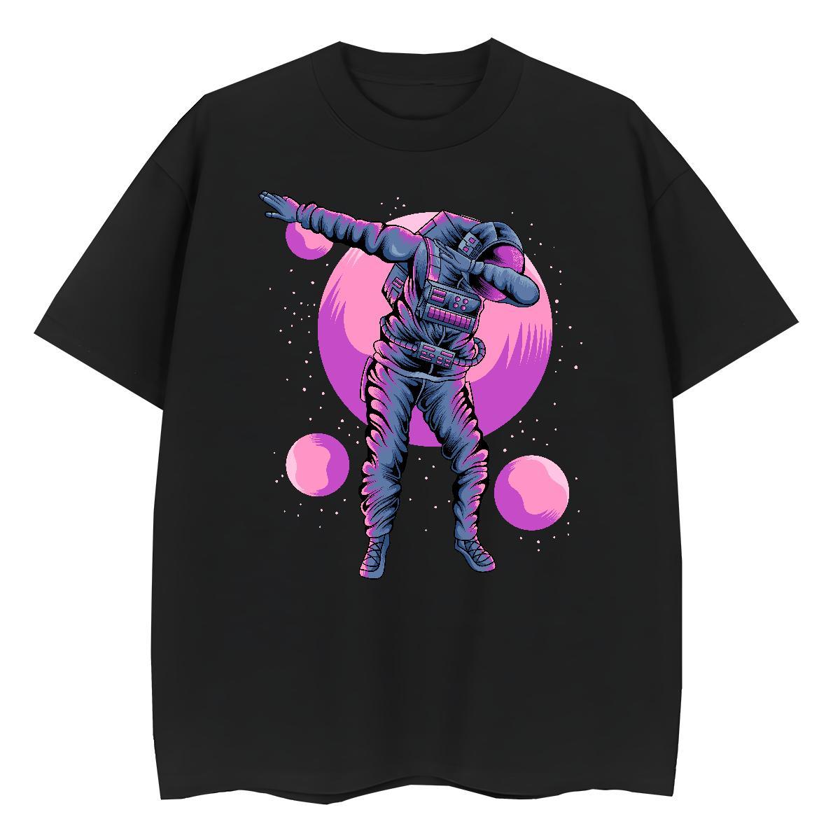 High quality Women Tshirts 100% Cotton 230g cosmonaut Summer Casual T Shirt For Woman Round Neck Short Sleeve Black White Tops