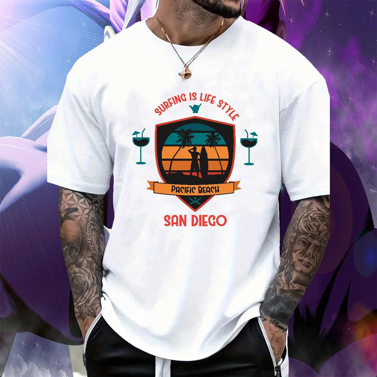 Free Shipping Men Tshirts Summer Casual 230g Cotton Black White Pure Cotton beach T Shirt For Man New Tops Tees