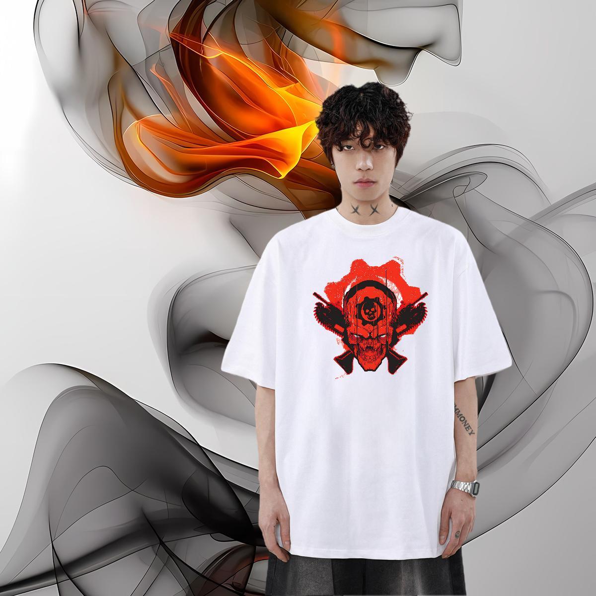 New Designer High Street Hip Hop Tshirt for Man Woman gun O Neck Short Sleeves 230g Cotton T shirt Loose Oversized 3XL 4XL Tops Shirt