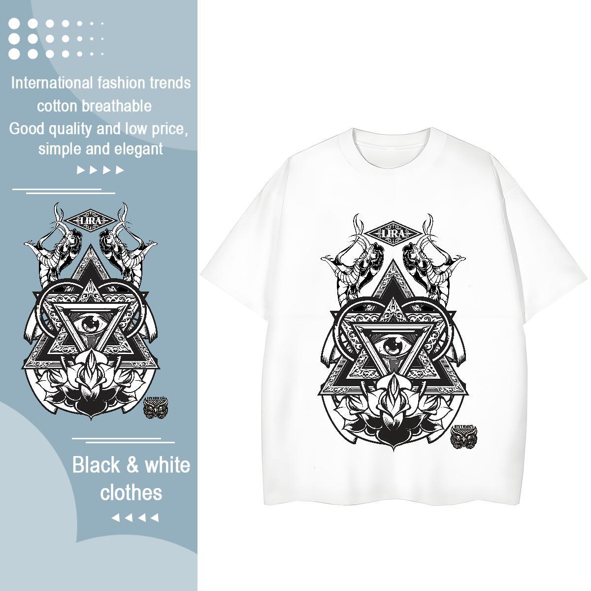 Fashion T-Shirts for Women 230g 100% Cotton Breathable Soft Spring Summer eye of the devil Lady T shirt Nice Skull Tee Shirt