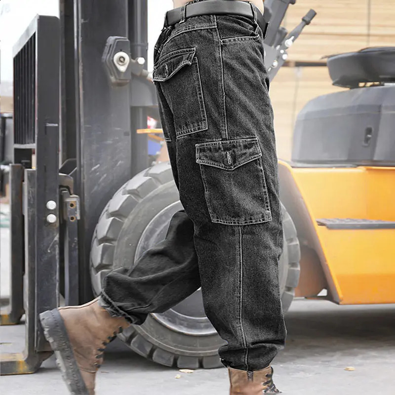 Mens workwear welding worker anti slip and wearresistant multi pocket cover car repair jeans 240821