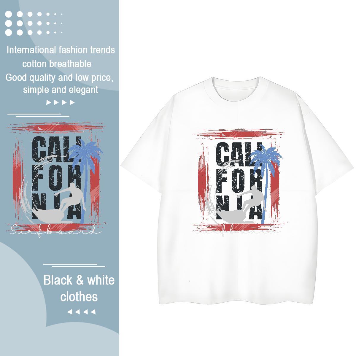 Loose fit Unisex Tshirts 100% Cotton 230g letter Street Casual T Shirt For Woman Crew Neck Anime Tees