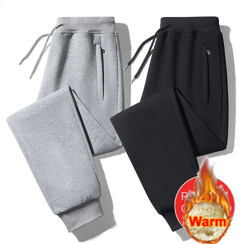 Winter Lamb Fleece Pants Mens Thick Warm Casual Sweatpants Mens Large Size Drawstring Fashion Jogging Cashmere Pants 240822