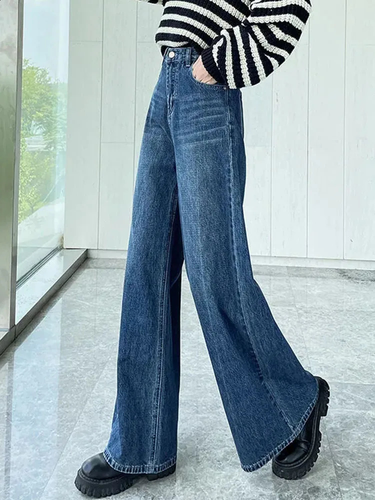 Woman High Waisted Wide Leg Jeans Korean Fashion Casual Straight Denim Pants Streetwear Vintage Style Baggy Kot Pantolon 240821