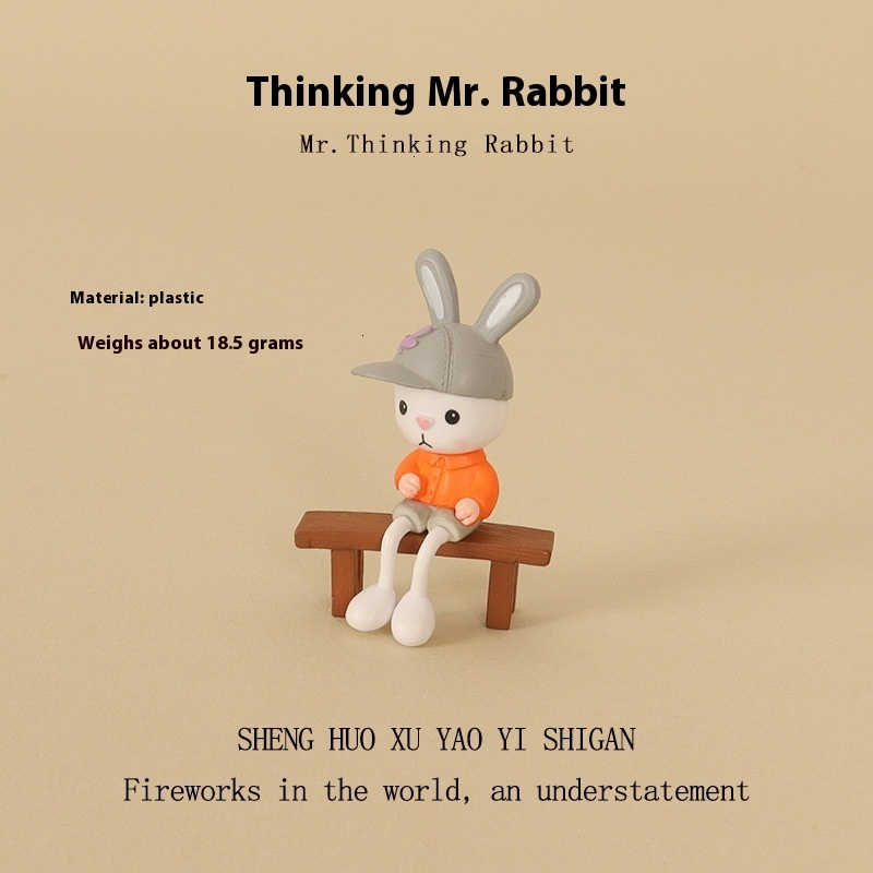 Mini bench EMO Mr. Rabbit Plastic Creative Crafts Desktop Home Micro Landscape Scene Decoration