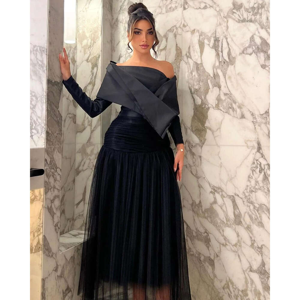 One-Shoulder Long A-E Sleeves Zipper Up For Prom Tail Elegant And Pretty Women's Dresses Formal Fy19398 mal