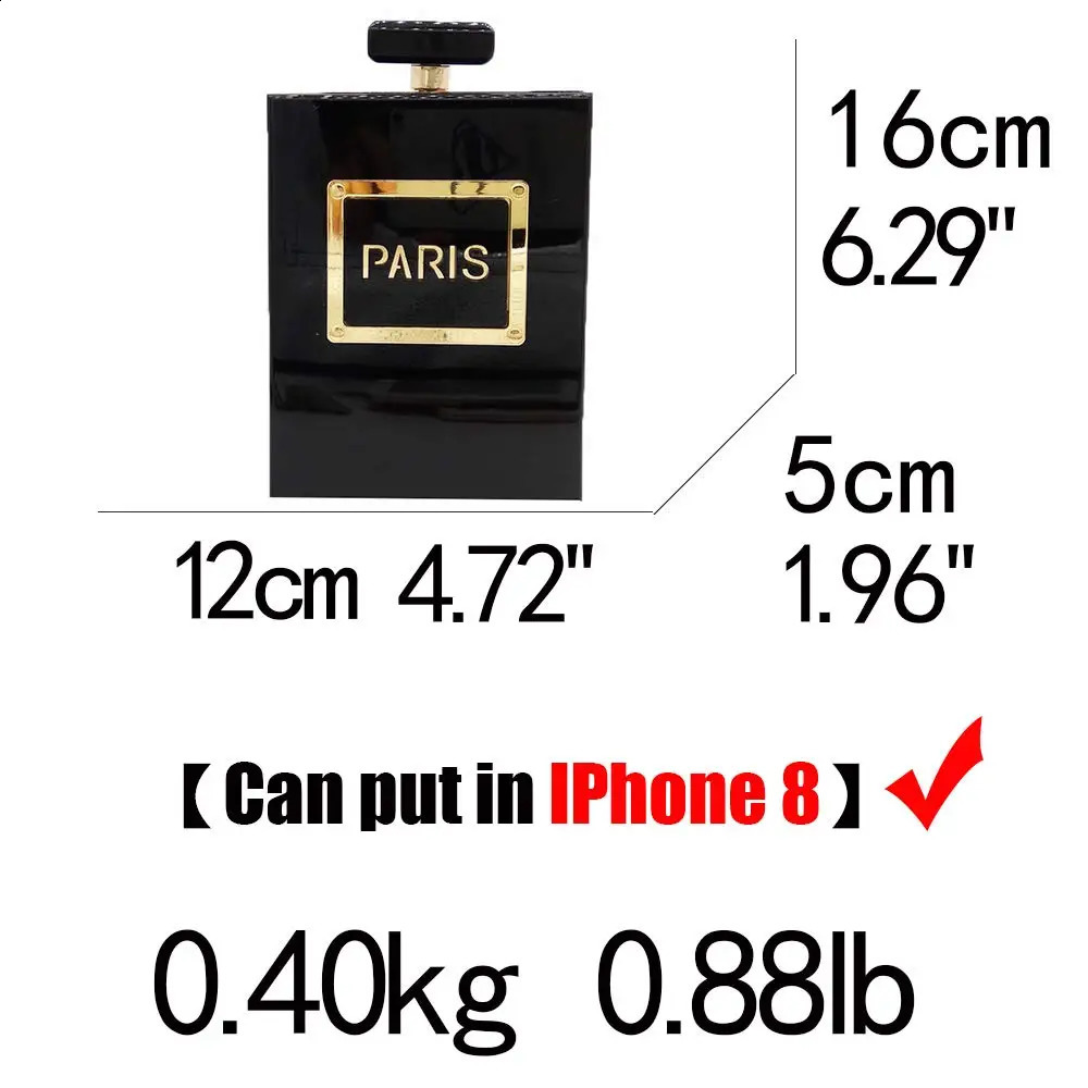 Evening dress Womens acrylic Paris perfume black bag Clutch retro banquet handbag Luxury shoulder cross body 240822