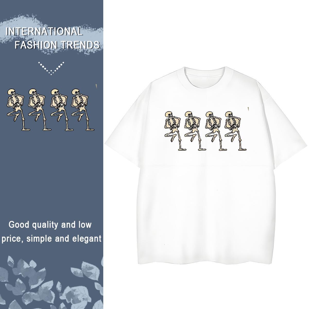 Custom T Shirts Women 230g Cotton Crew Neck Breathable Beach skull Women Tshirts Designer Nice Black Oversized Tees Shirts
