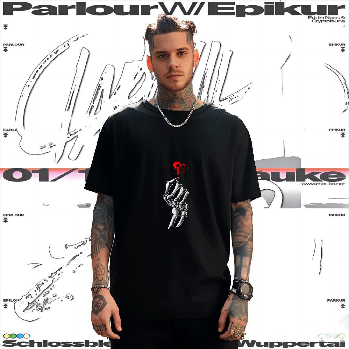 Popular T-Shirts for Men 230g Pure Cotton skull Hip Hop Street Anime Round Neck Short Sleeve Tshirts DIY Customized Tops Shirt