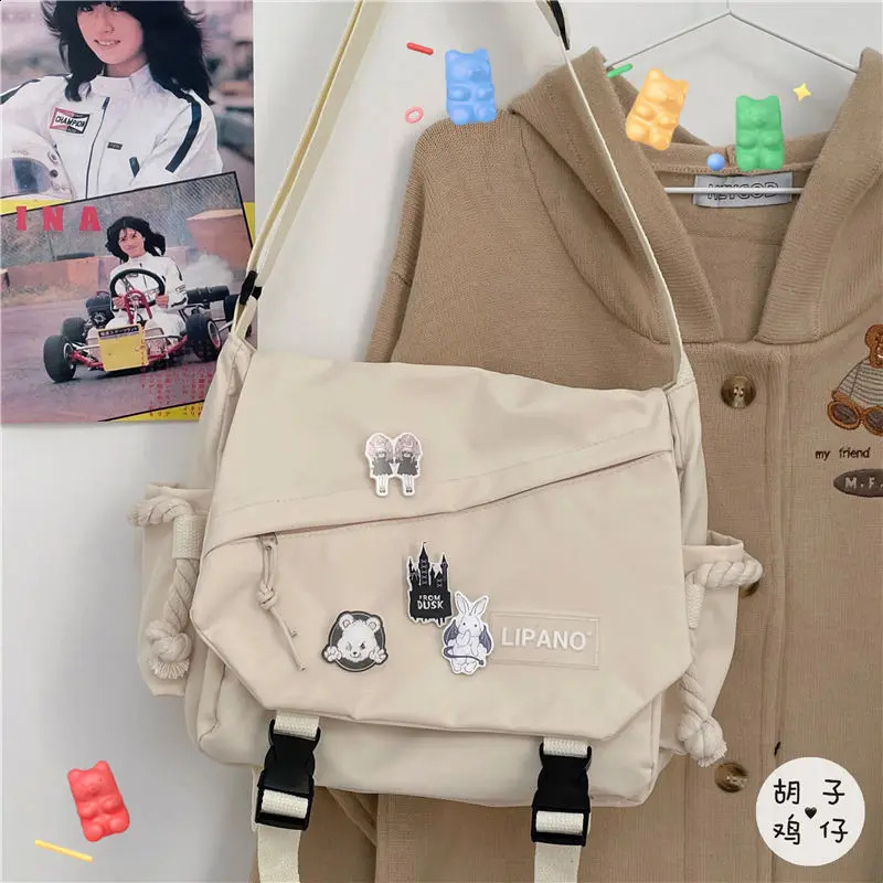 Nylon Handbags Shoulder Bag Large Capacity Crossbody Bags Men Harajuku Messenger Bag Student School Bags 240821