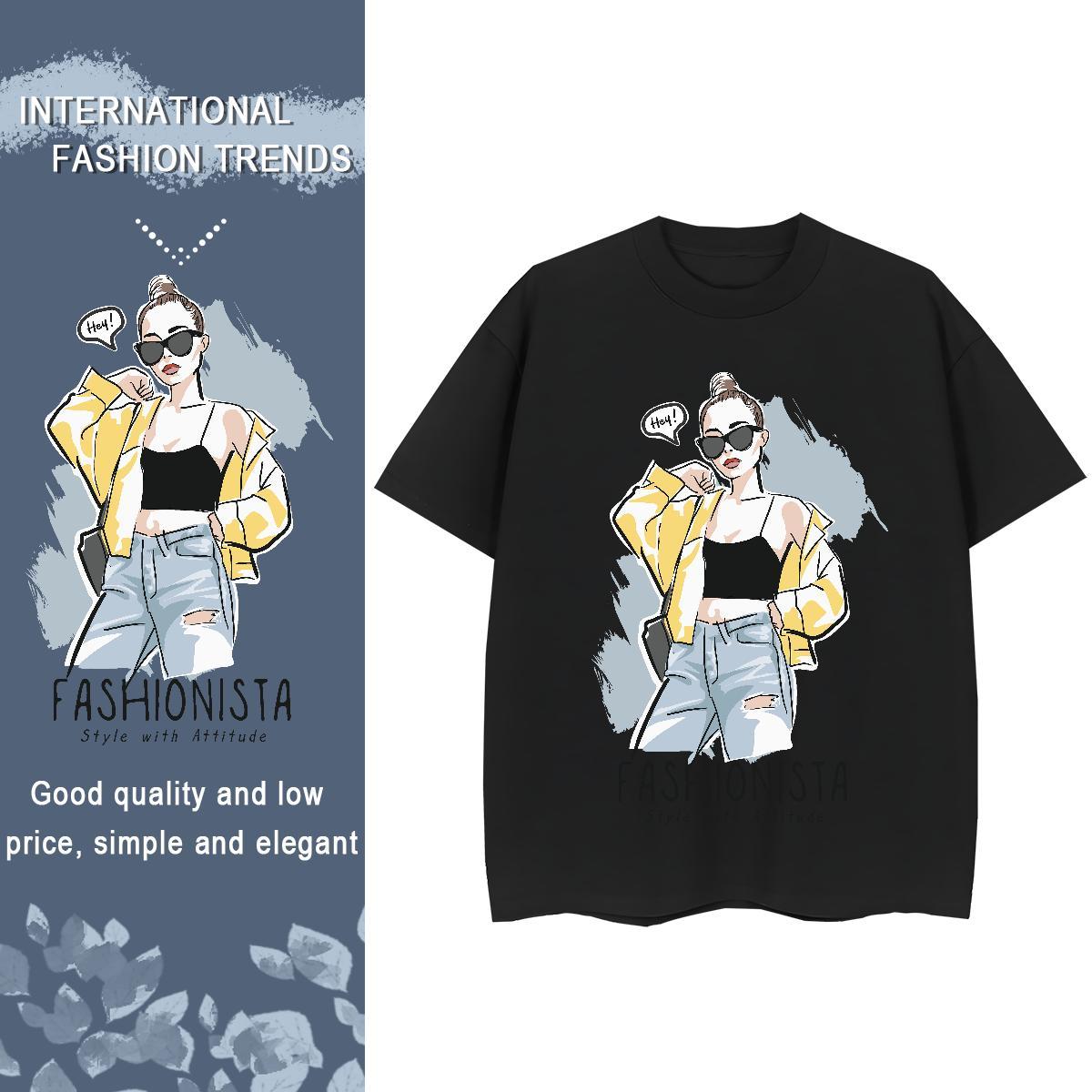 Classic Woman T Shirts 230g 100% Cotton Short Sleeve O-Neck Casual Beach character Unisex Tshirts Loose Anime Tees Shirts