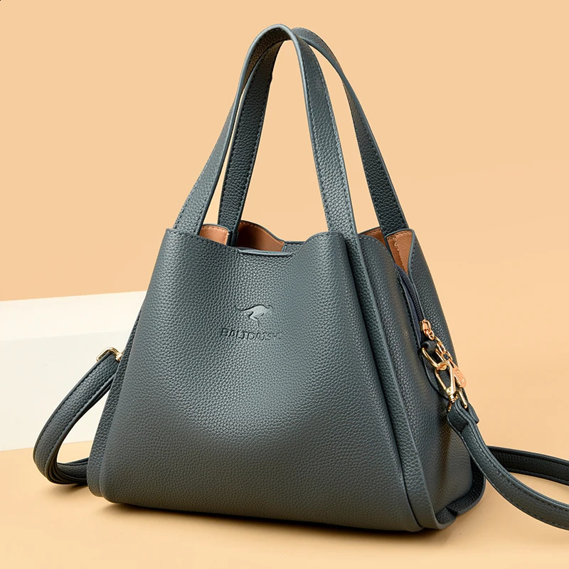 ner 3 Layers Soft Leather Ladies Handbags Fashion Women Shoulder Crossbody Bags Quality Female Messenger Tote Sac 240822