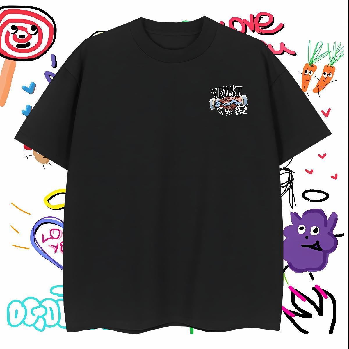 DIY Casual Men Tees friendship O-Neck Short Sleeve 230g Pure Cotton T Shirts Men Cool Design Oversized Tops