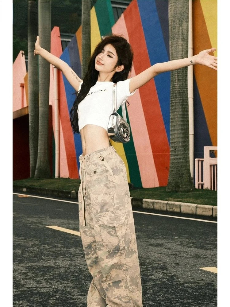 American Vintage Hip-hop Camouflage Pants Baggy Jeans Y2K High Street Harajuku Style Gothic Casual Streetwear Wide-leg Pants 240821