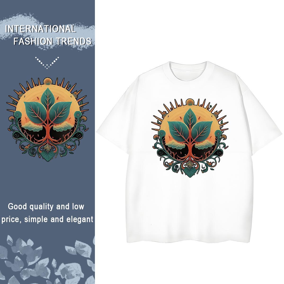 New Woman T Shirts Breathable Short Sleeve 230g Cotton Couples T Shirts Black Oversized tree Outdoor Soft Tops