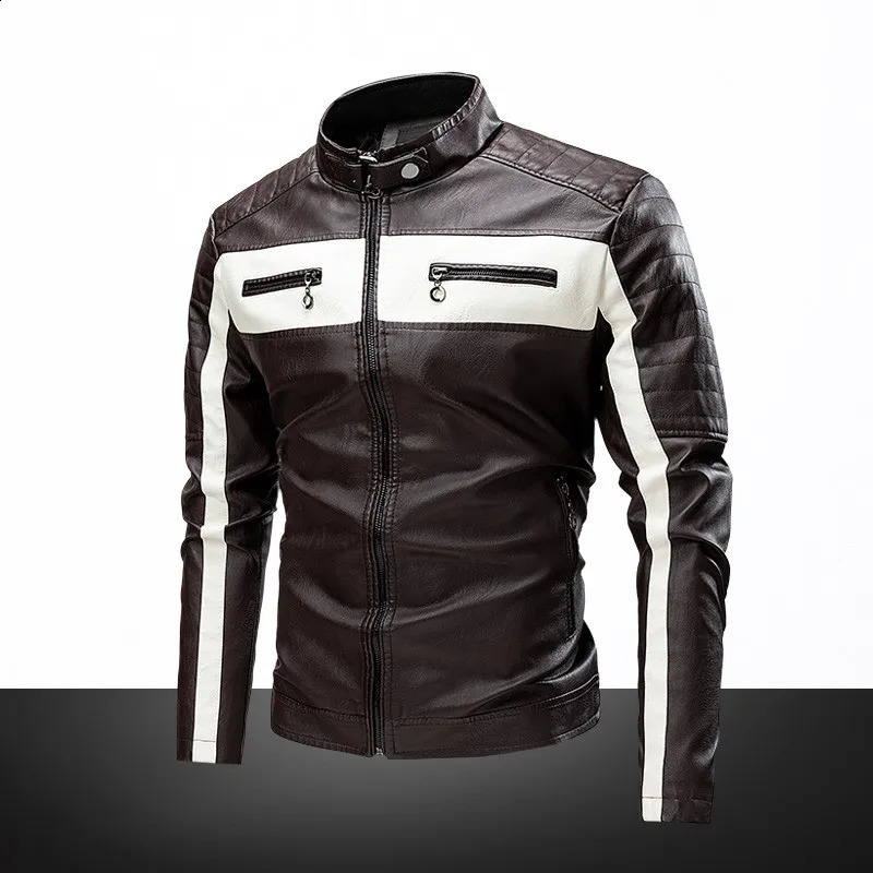 Mens Windproof Motorcycle Jacket Tight Casual Fashion Leather Jacket High Quality Men Clothing Motorcycle Leather Jacket 240822