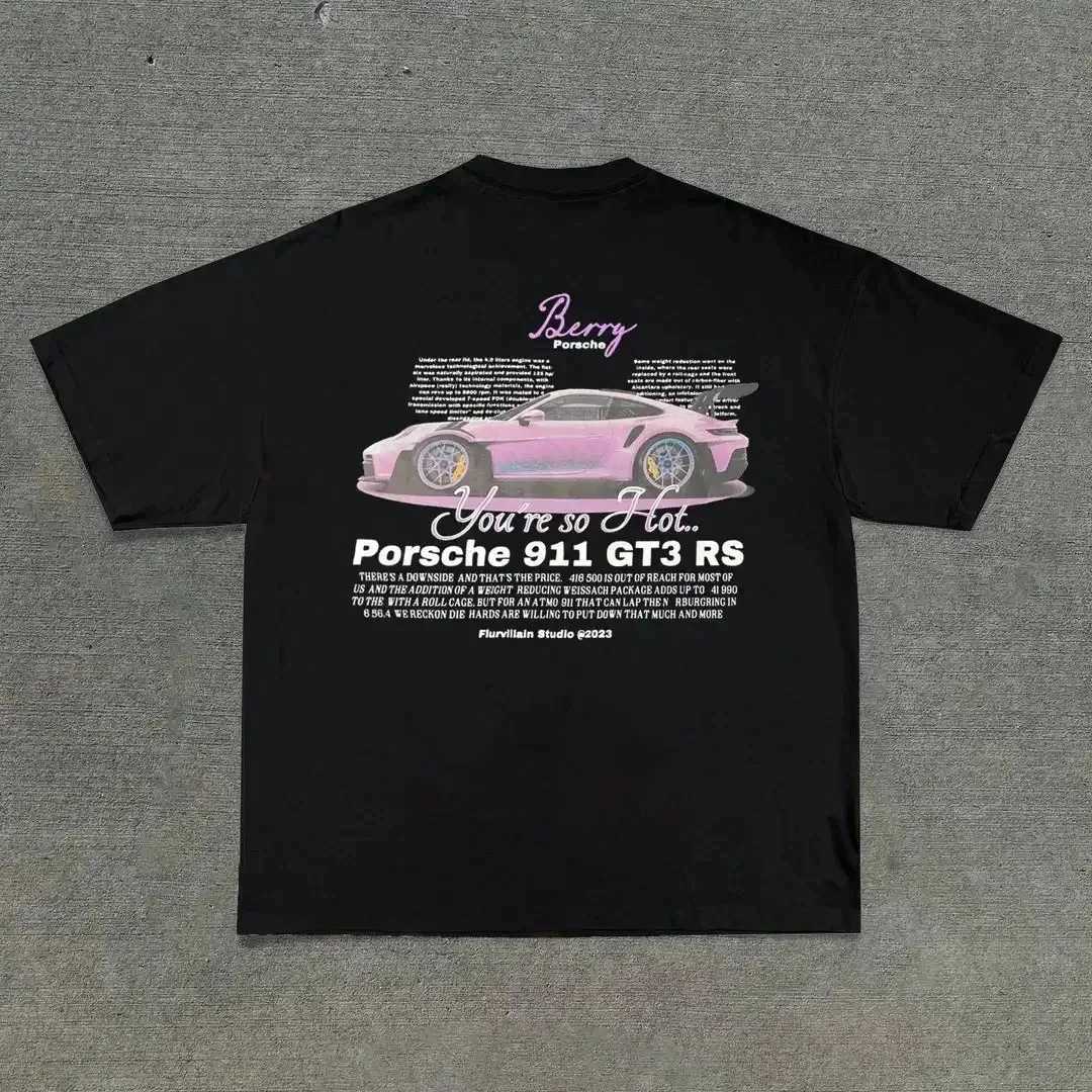 Cotton car logo printing design O-neck short sleeved mens T-shirt 2024 summer new fashion aesthetic trend Y2k topW240716