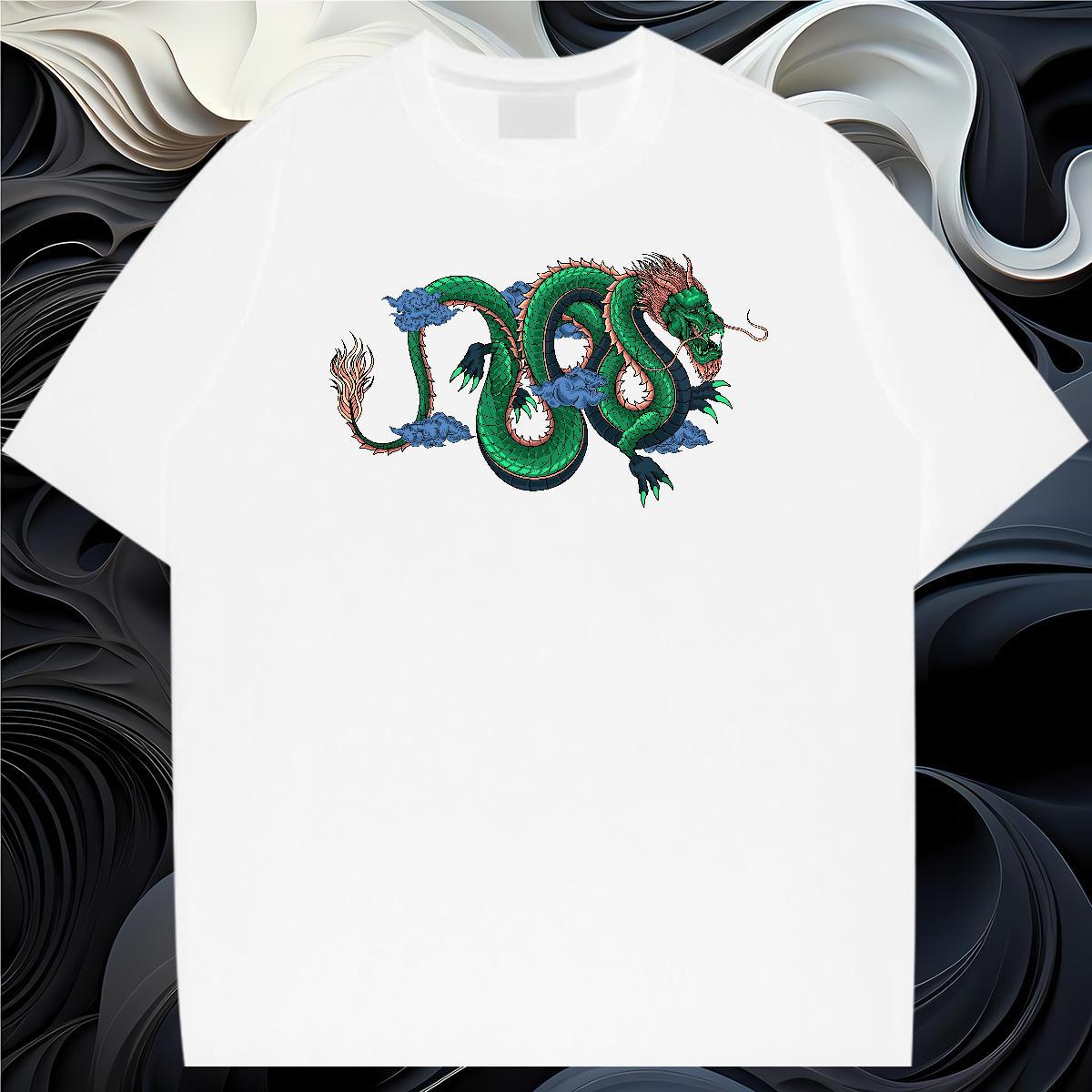 Stylist Casual Daily Wear Tshirts dragon Short Sleeve O-Neck 230g Cotton T shirt Comfortable DIY Anime Clothes